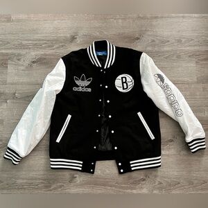 Adidas Limited Edition NBA Brooklyn Nets Varsity Jacket black white size XL